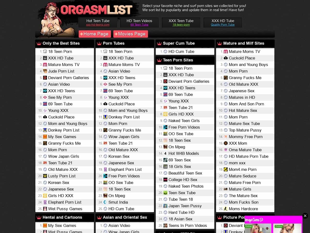 OrgasmList » Sites de listas de pornografia semelhantes no Reach Porn